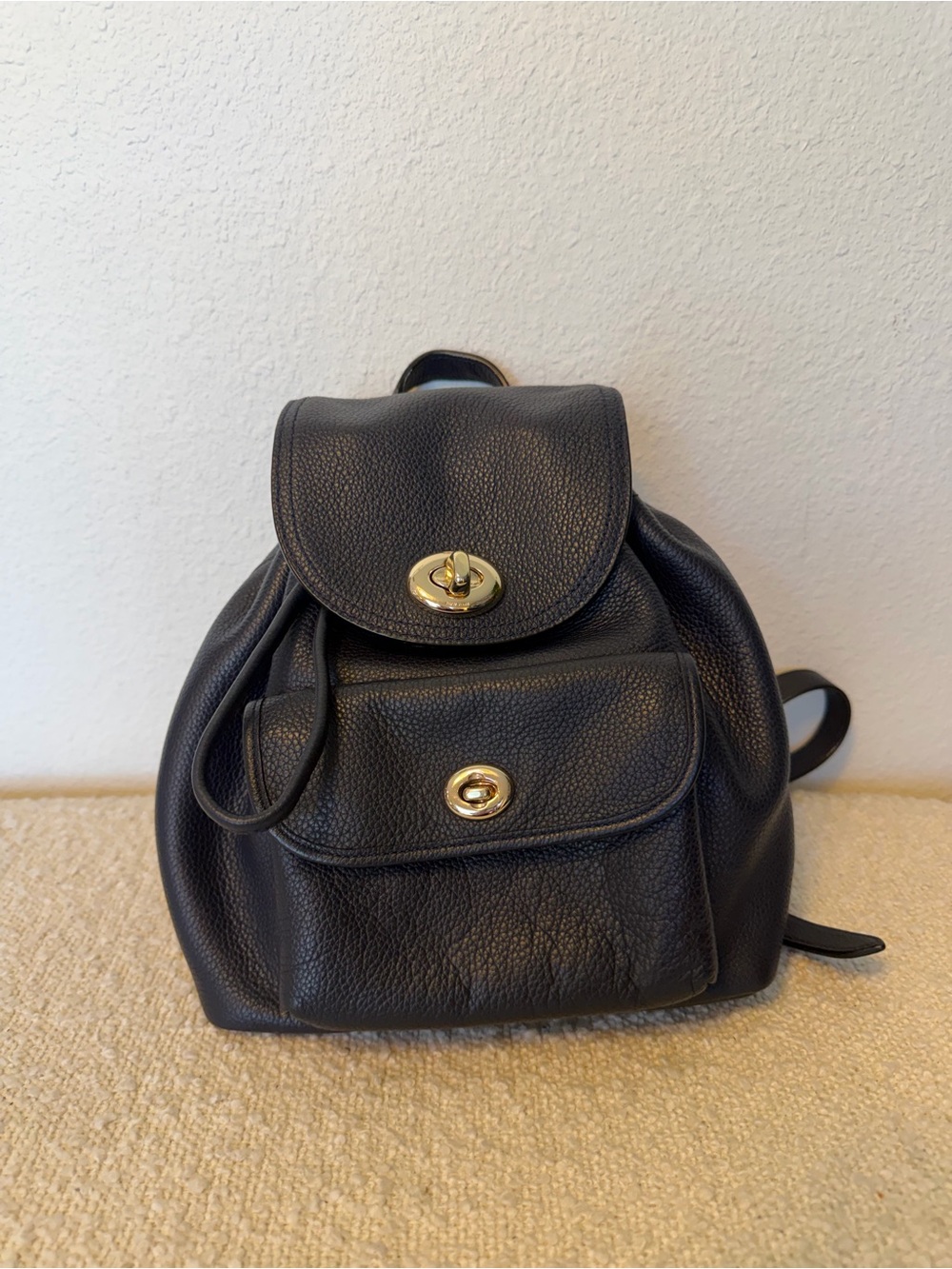 Coach Navy Pebbled Leather Billie Mini Backpack F36721